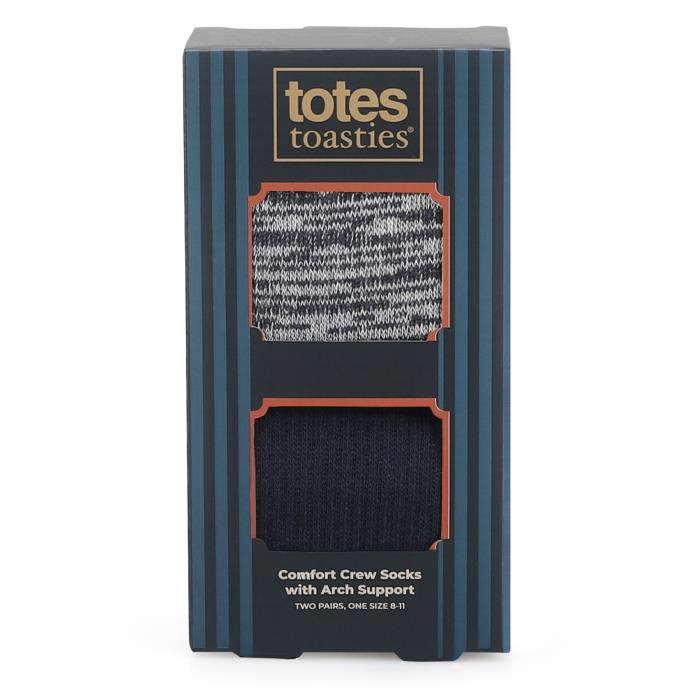 totes toasties® Mens Terry Sock With Arch Support (Twin Pack) Grey / Navy Mix Extra Image 6